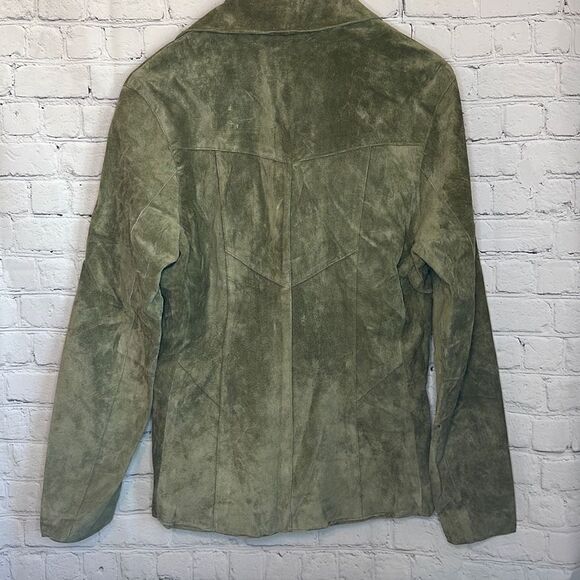 Vintage Y2K Wilsons Leather Leather Jackets Maxima Pea Green Suede Blazer Small - Picture 5 of 8